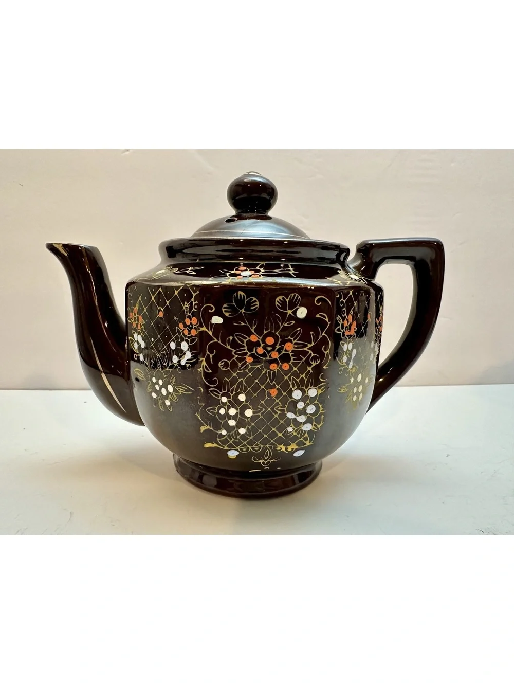 Vintage Japanese Moriage Redware Teapot/Pitcher Hand-Painted Set -